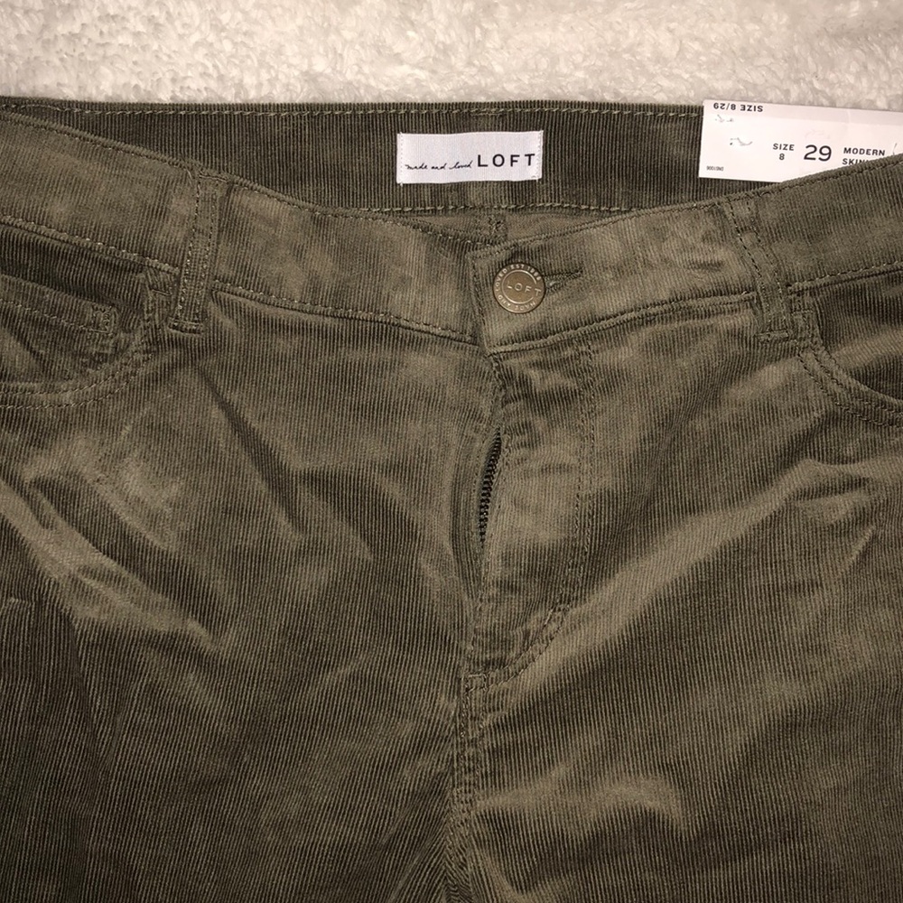 LOFT Olive Green Corduroy Skinny